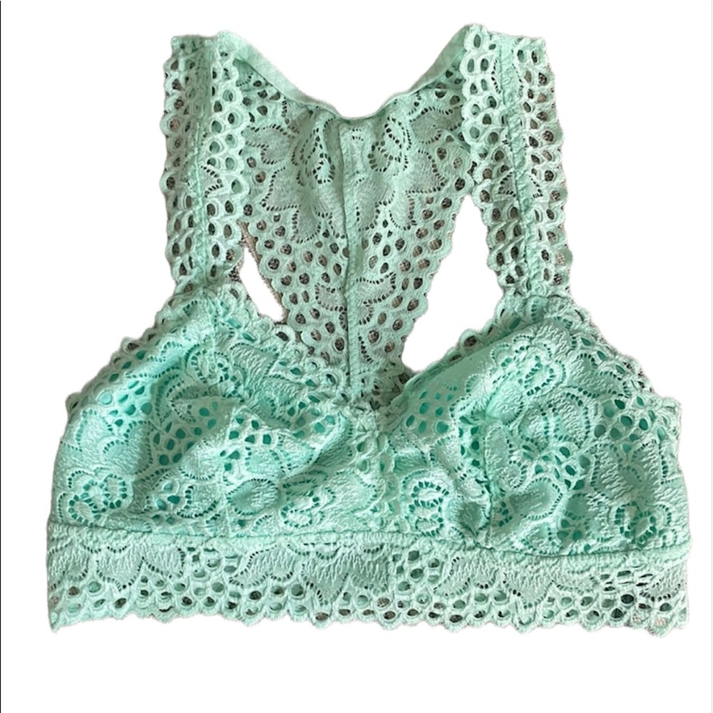 Aerie Bralette Minty Pastel Green Lacy Bra Bralette Sz M Fully Lined NEW Medium